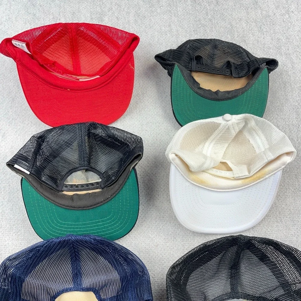 Vintage Trucker Hat Lot Snapback Cap 80s 90s Y2K Patch USA Advertising Rope BQ4